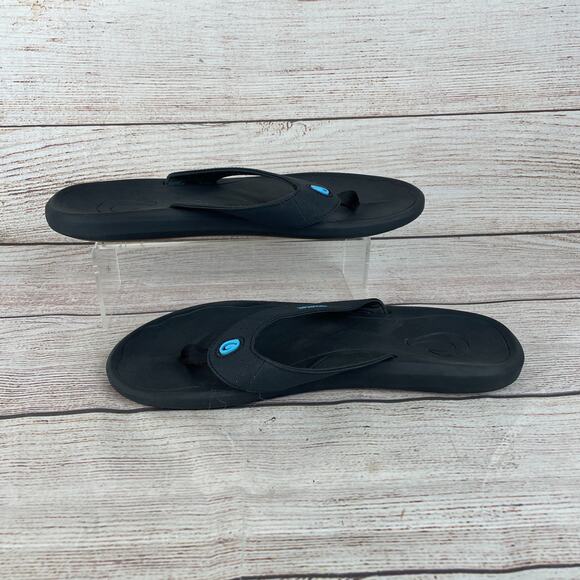 OluKai Ki\'i Mens Sz 11 Beach Flip Flops Sandals Black main image 8